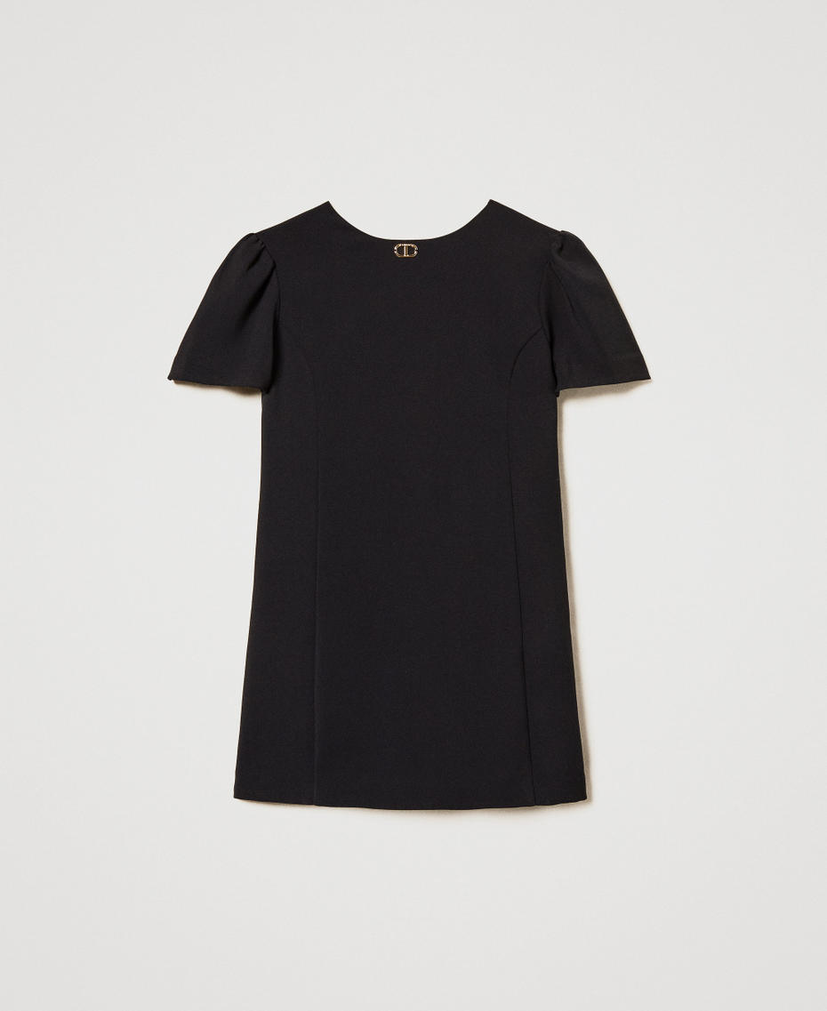 Короткое платье из крепа с бантом Черный Девочка 251GJ2QN9_00006_S0