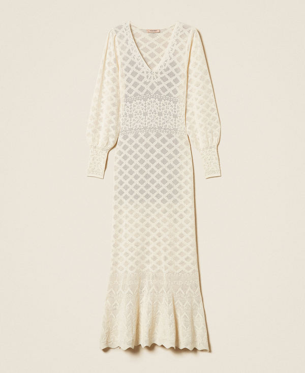 Long knit dress with floral pattern