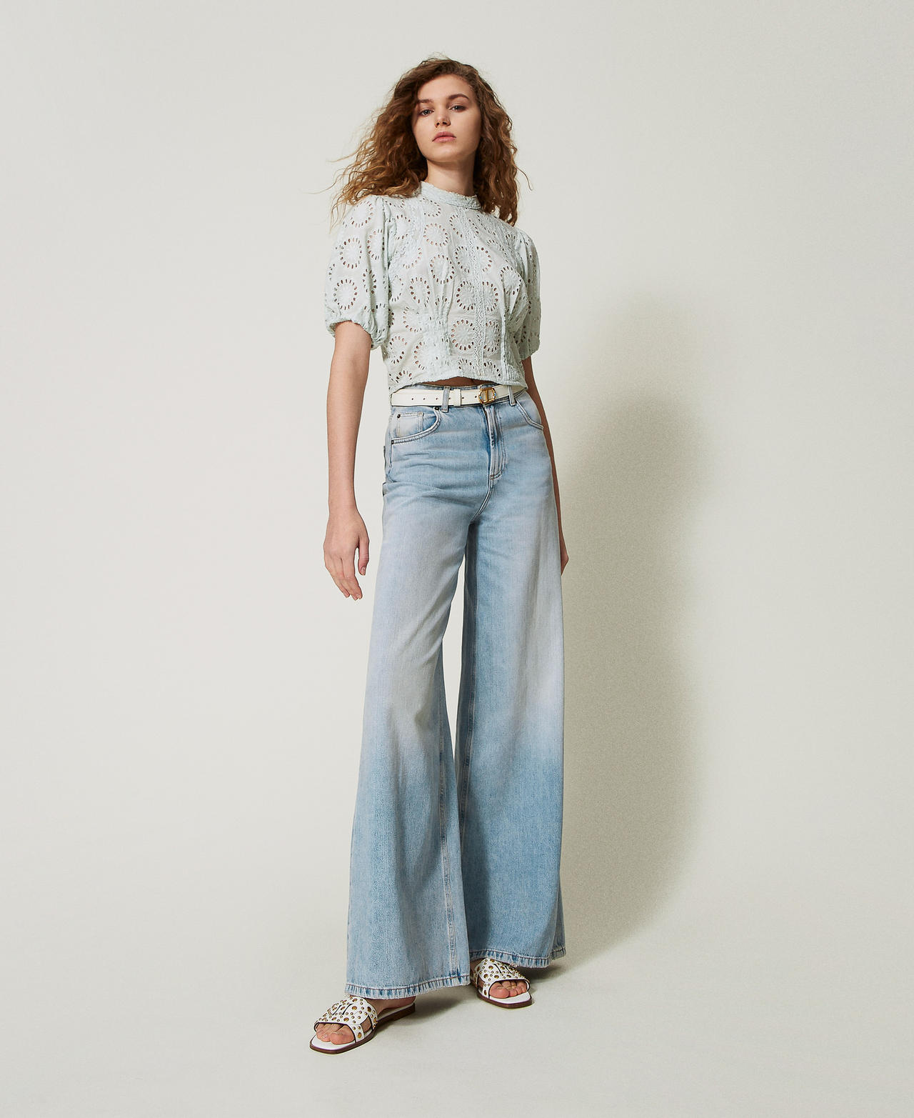 パンツ TWINSET SS25 PANTALONE (251TP2600 00282) Poplin chino trousers Woman, White | TWINSET Milano