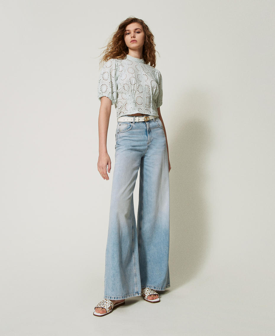 Wide-leg jeans with five pockets Light Denim Woman 251TT2260_03498_01