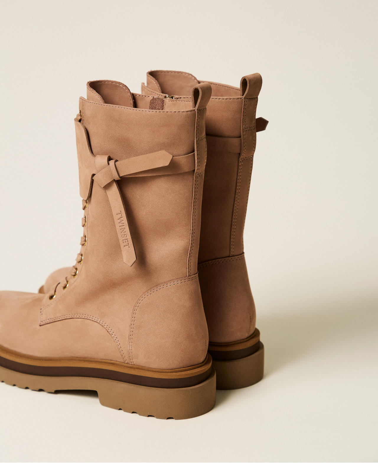 Anfibi in pelle con inserto Beige Nougat Donna 262TGT090_00519_03