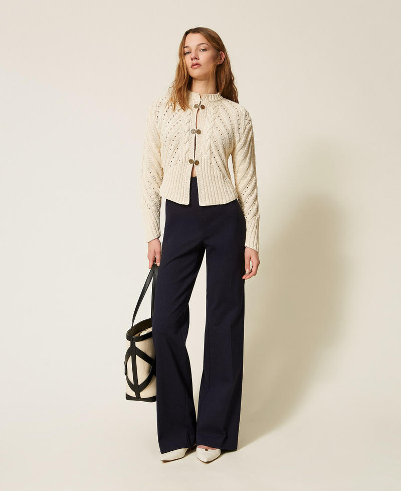 Cable knit cardigan Ivory Woman 261TP3270_00018_T0