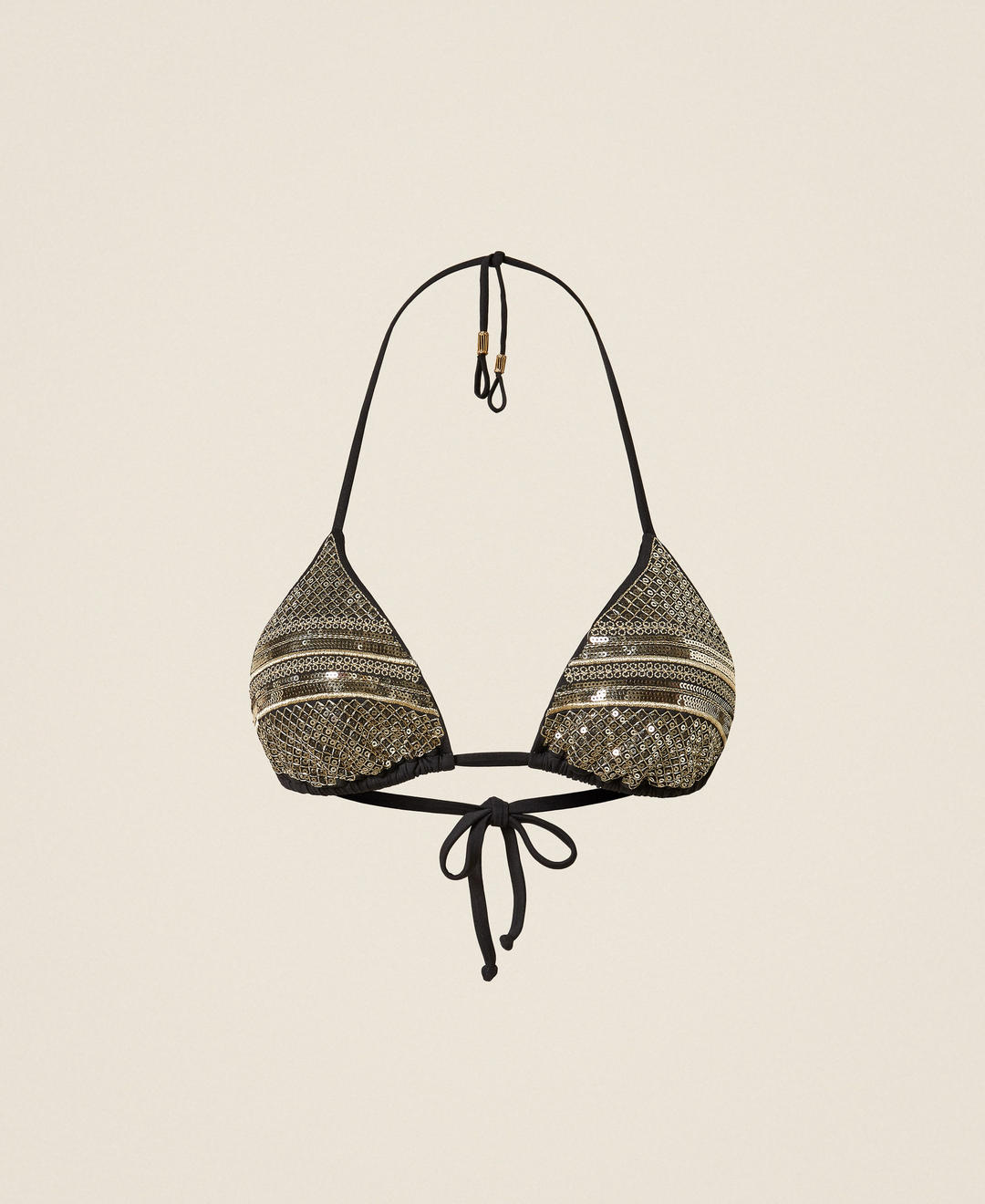 Haut de maillot de bain triangle avec sequins brodés