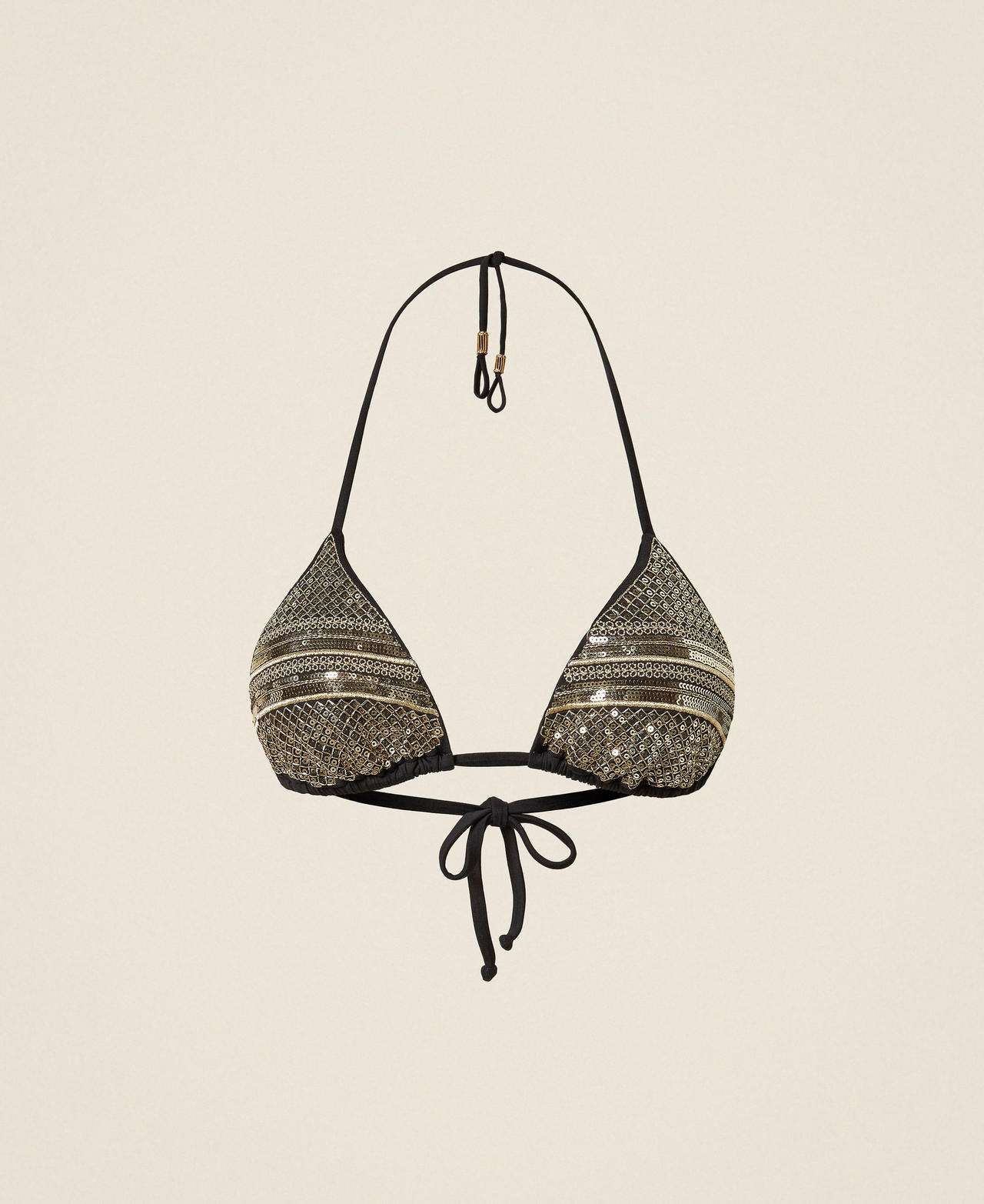 Haut de maillot de bain triangle avec sequins brodés