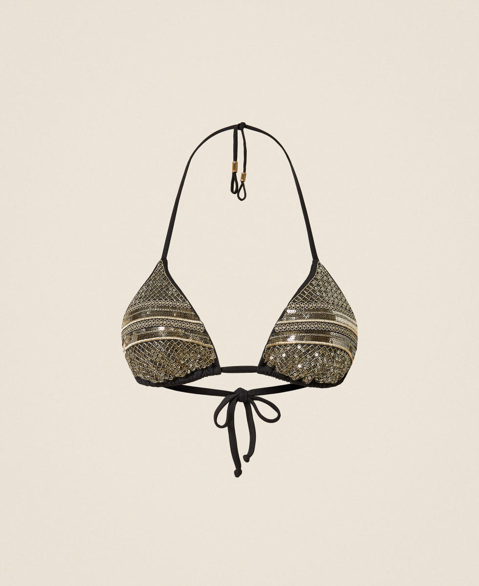 Triangel-Bikinitop mit Paillettenstickerei