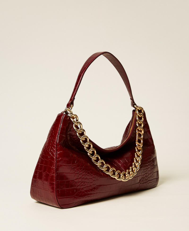 Borsa 'Liliane' in pelle a stampa coccodrillo Red Berry Donna 252TD8252_12882_02