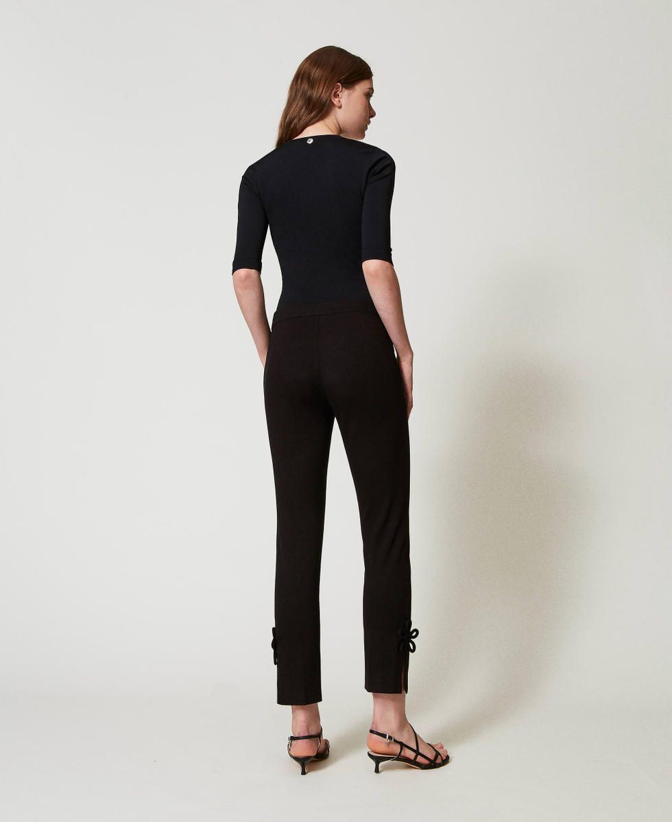 Pantalon cigarette avec fleurs Noir Femme 251AP2533_00006_03