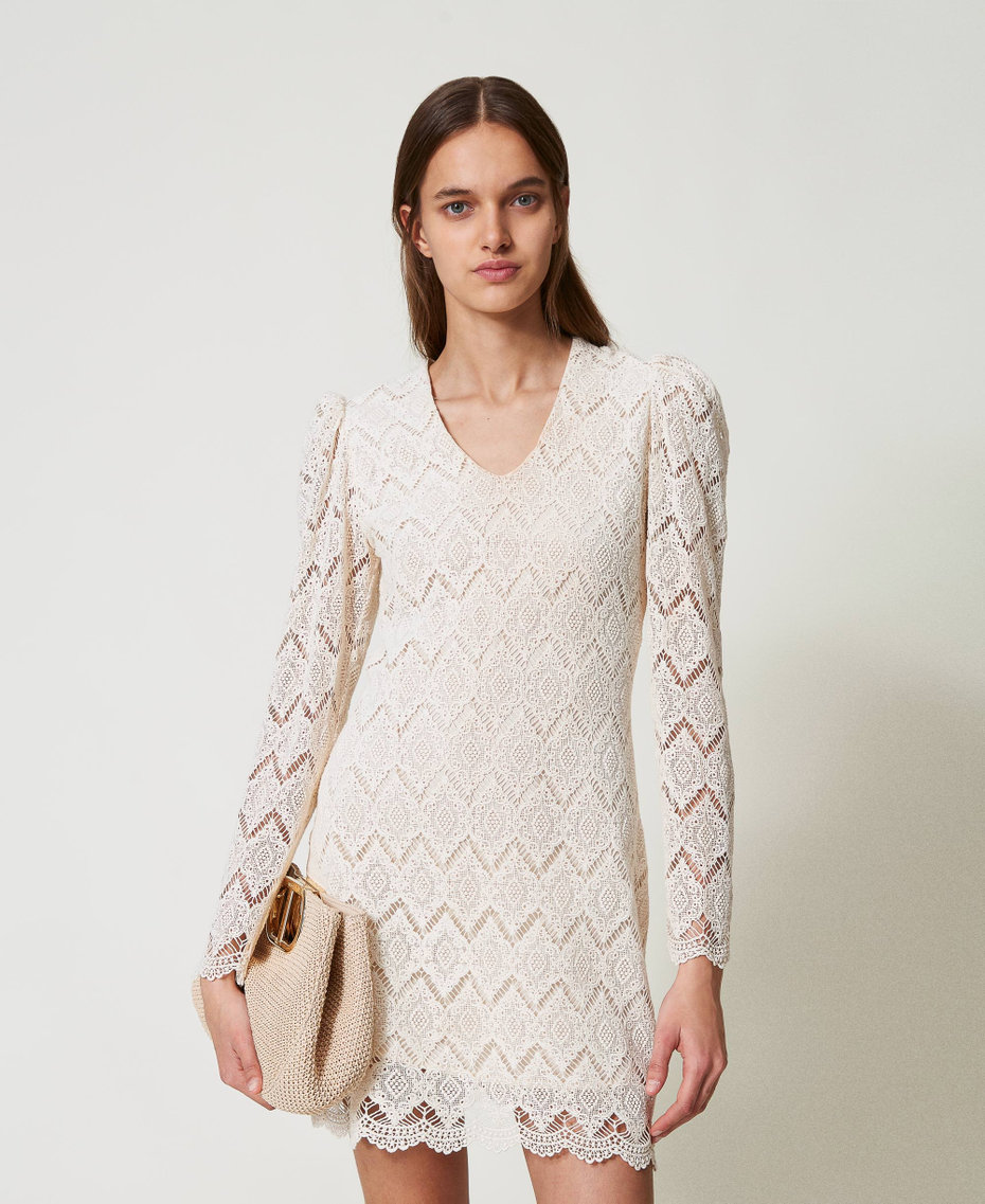 Abito corto in pizzo macramè Delicate Beige Donna 251TP2402_12140_T0