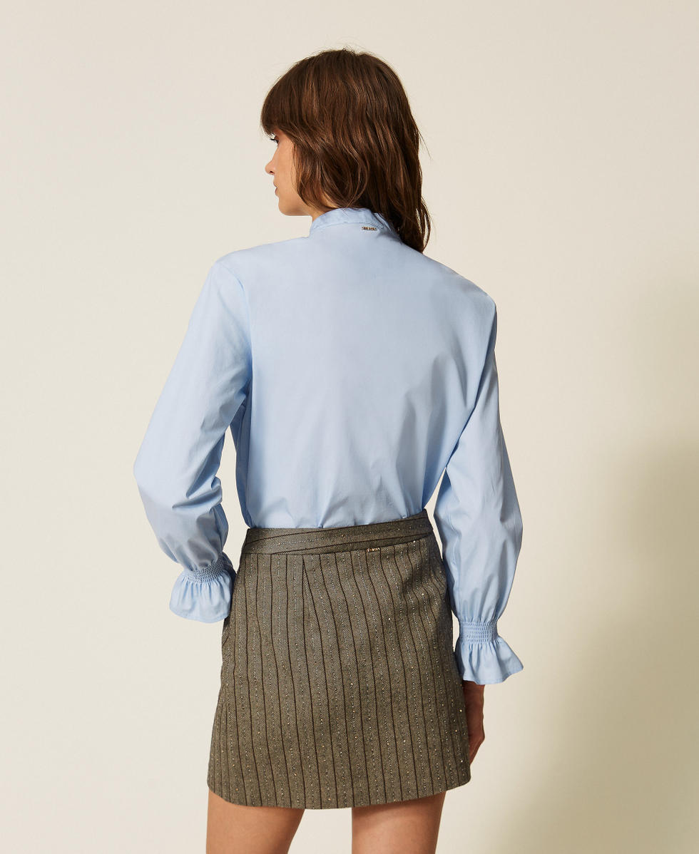 Chemise en popeline avec volants Bleu ciel Femme 262TF2100_00092_03