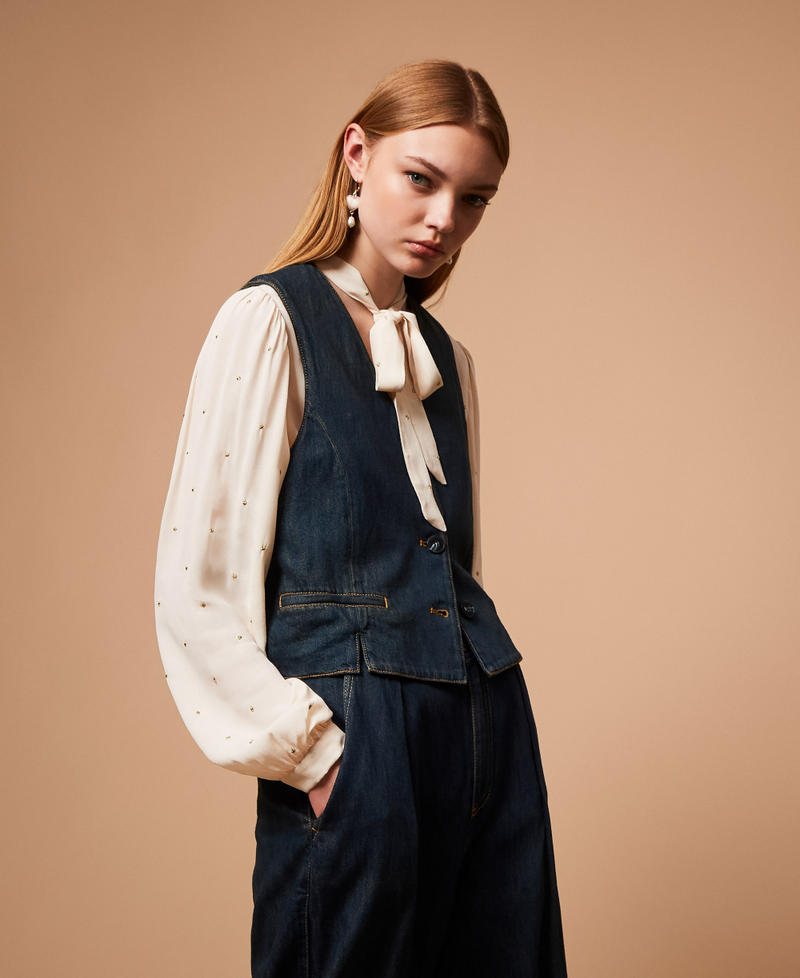 Denim boxy waistcoat "Mid Denim" Blue Woman 252TP2561_01611_PC