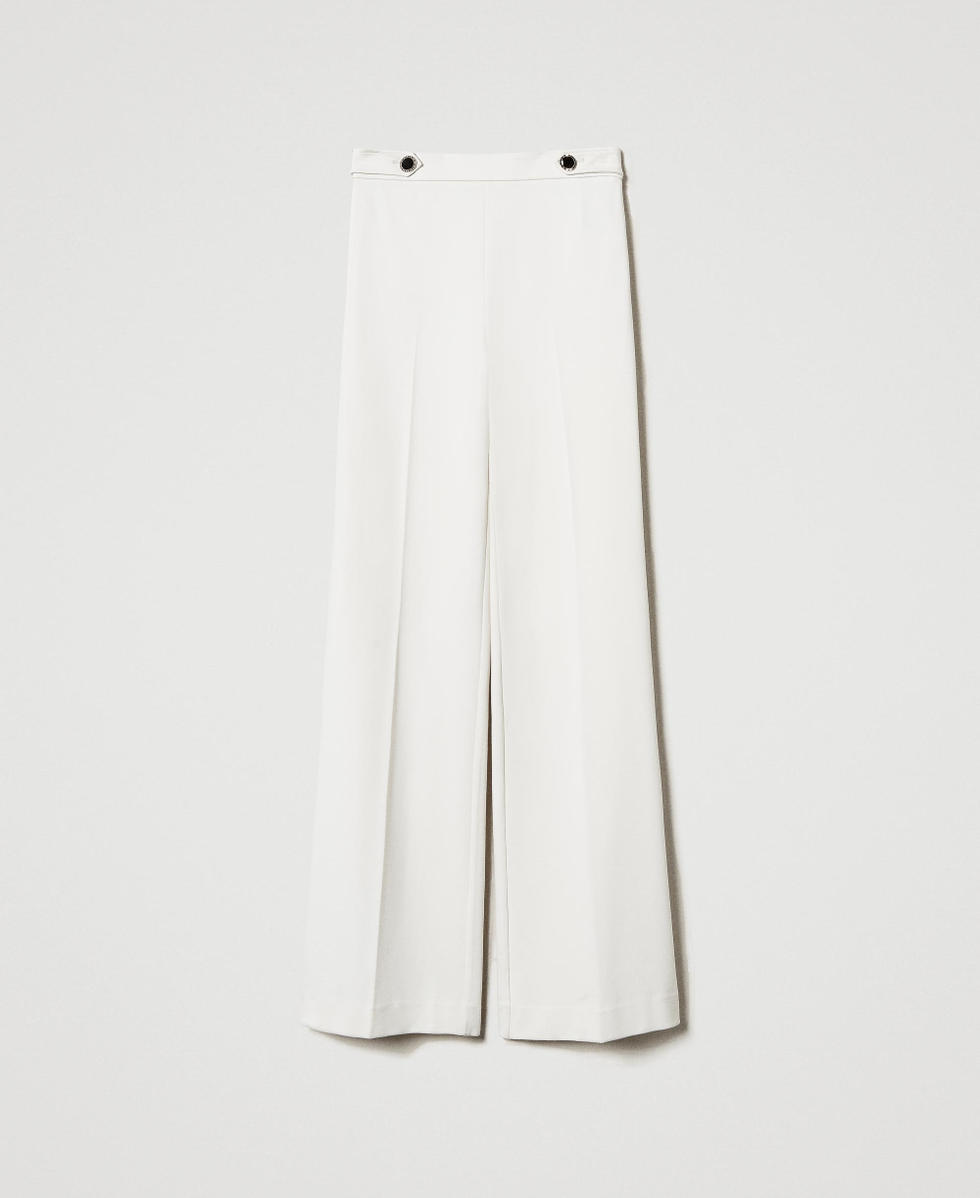 Wide leg trousers with jewel buttons