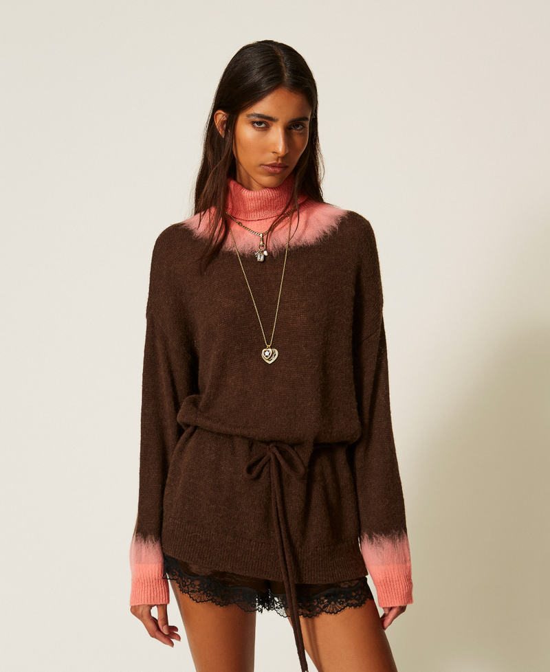 Myfo two-tone wool blend maxi jumper Black Chocolate Woman 262AQ3090_11054_02