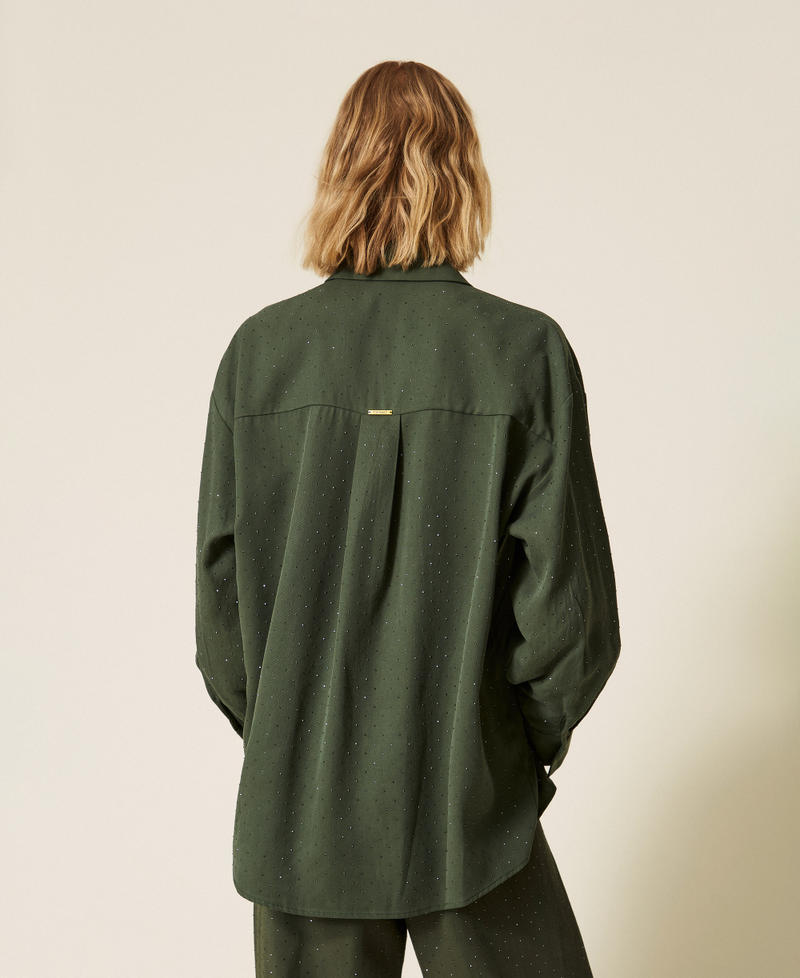 Twill shirt with studs Thyme Green Woman 261LL2PBB_12843_03