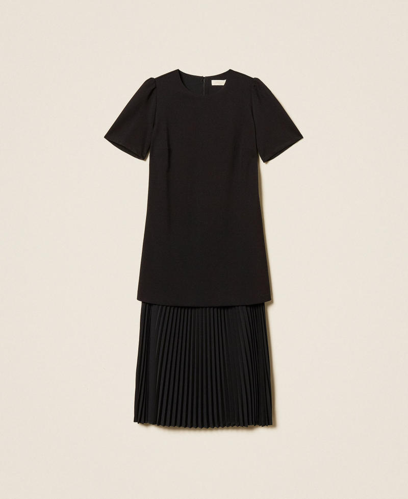 Midikleid mit recyceltem Cr&ecirc;pe de Chine Schwarz Frau 261TE2051_00006_S0