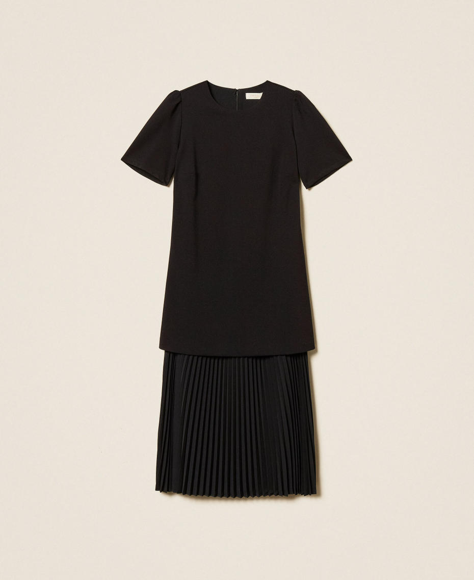Midikleid mit recyceltem Cr&ecirc;pe de Chine Schwarz Frau 261TE2051_00006_S0