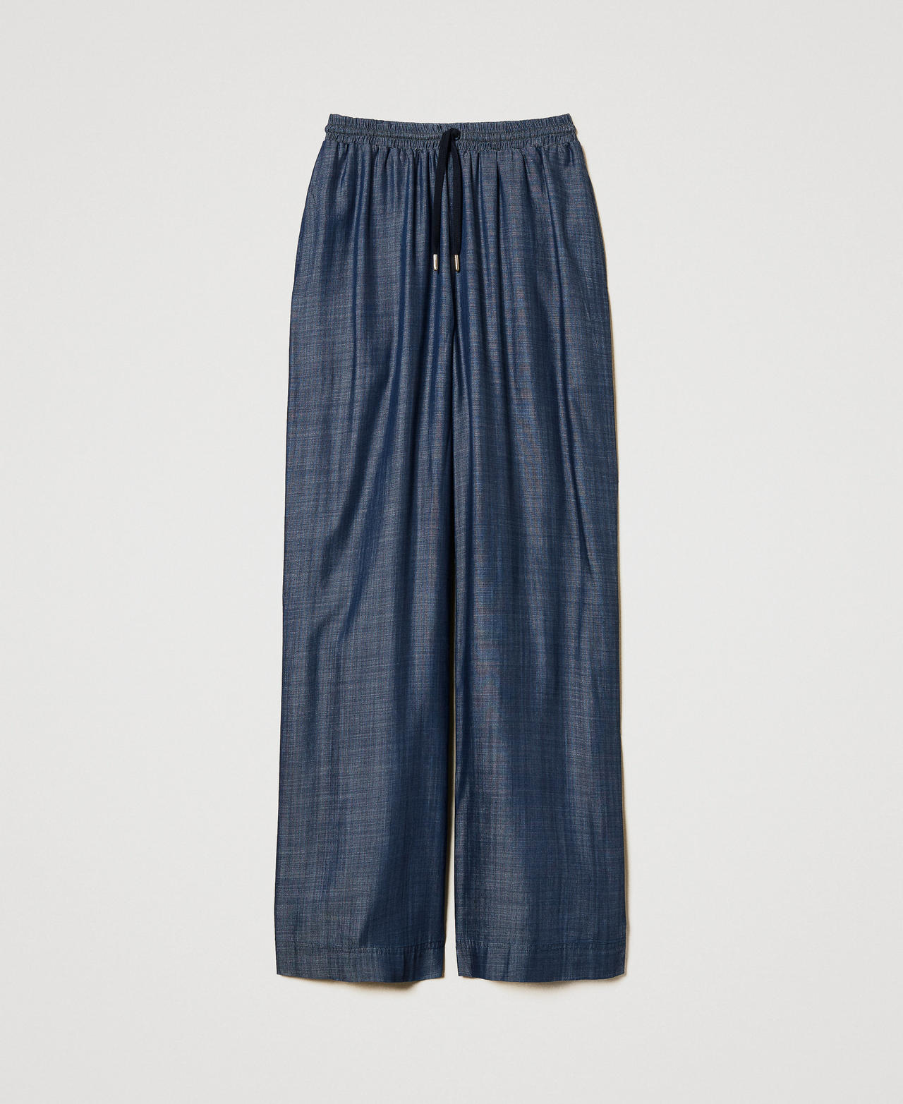 Chambray palazzo trousers Blue Denim Woman 251LL2DEE_12351_0S