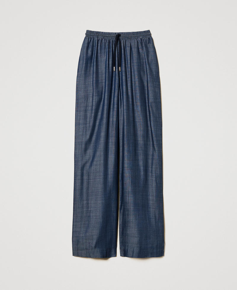 Chambray palazzo trousers Blue Denim Woman 251LL2DEE_12351_0S