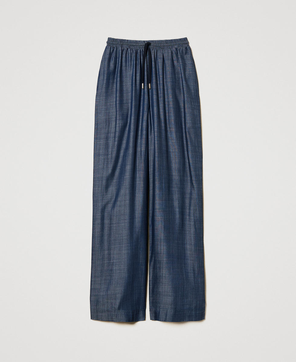 Palazzohose aus Chambray Blue Denim Frau 251LL2DEE_12351_S0