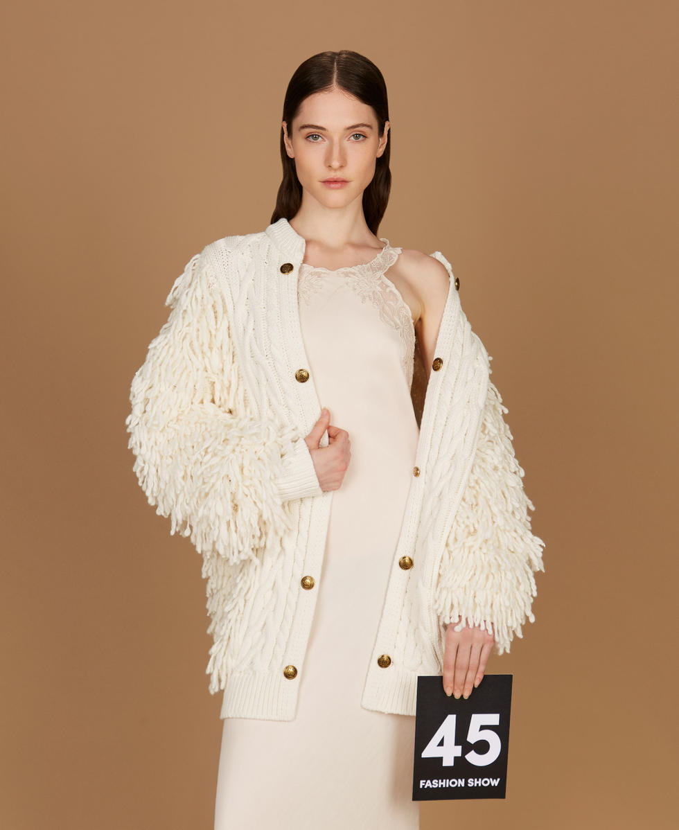 Cardigan aus Wollmischung mit Zopfmuster