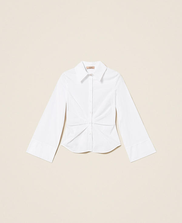 Poplin shirt with draping