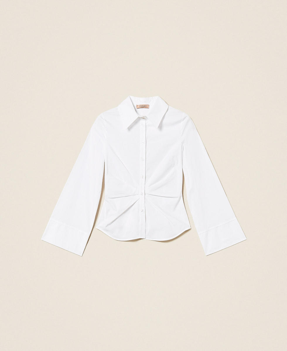 Hemdbluse aus Popeline mit Raffung