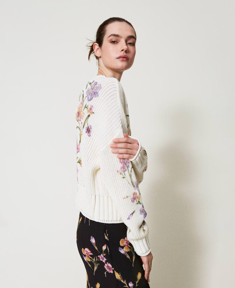 Cardigan-jumper with floral print