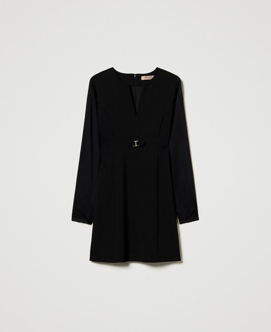 Short dress with bow and Oval T Black Woman 242TT204C_00006_S0