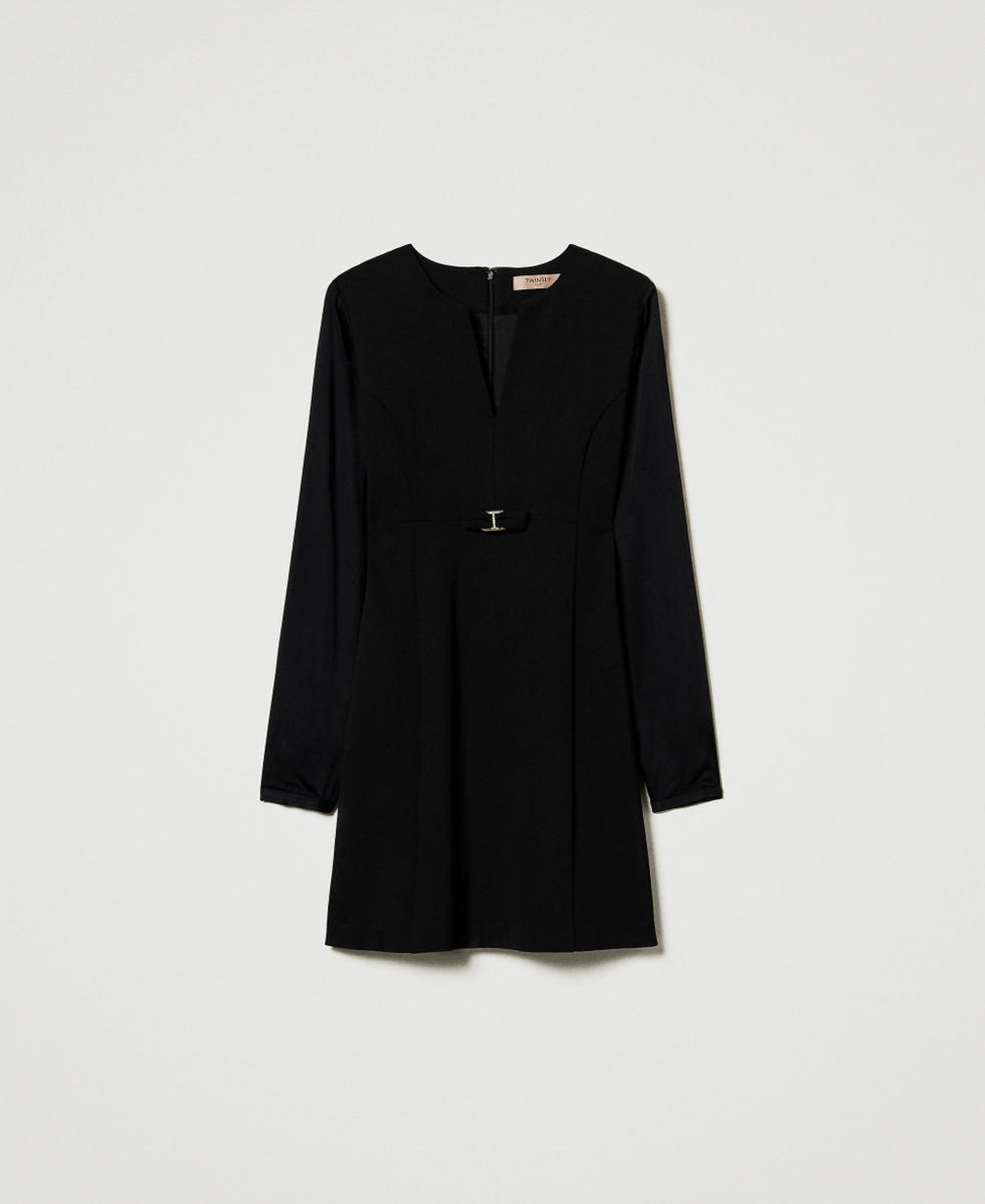 Robe courte avec n&oelig;ud et Oval T Noir Femme 242TT204C_00006_S0