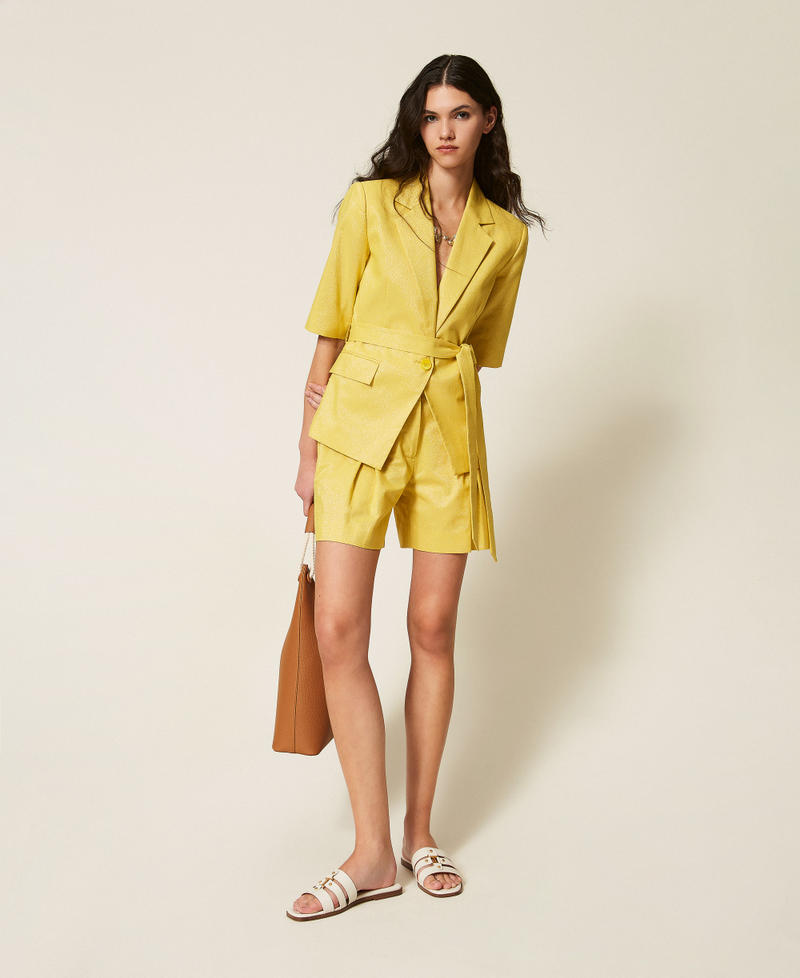 Bermudas de lino mixto con l&uacute;rex Arg&aacute;n L&uacute;rex Mujer 261AT2071_13459_T0