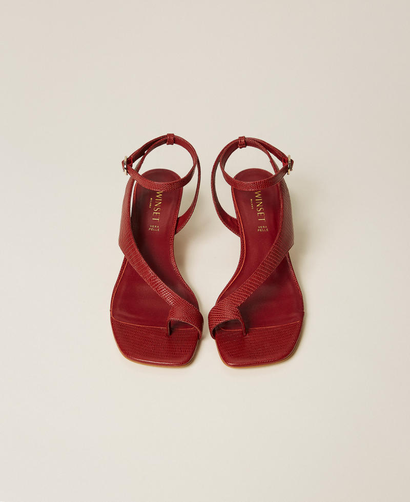 Leather thong sandals Red Berry Tejus Print Woman 261TGT012_13532_04