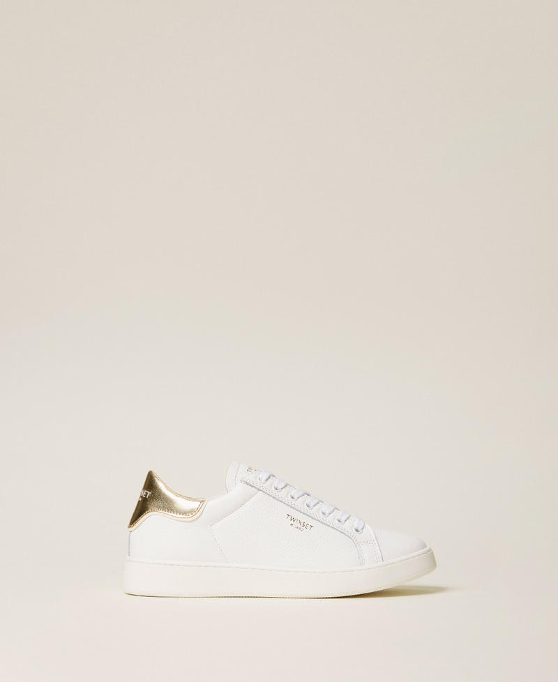 Baskets en cuir Bicolore Blanc Optique/Or Femme 261TGT126_07049_01
