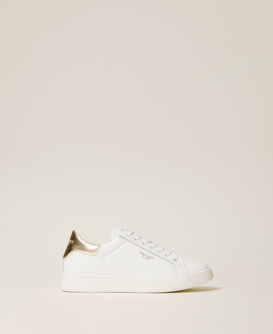Baskets en cuir Bicolore Blanc Optique/Or Femme 261TGT126_07049_01