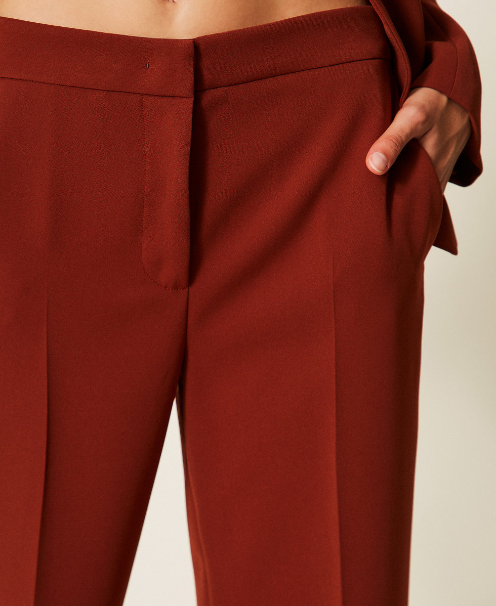 Pantalon palazzo en cr&ecirc;pe Marron "Cherry Wood" Femme 262TP2043_06501_04