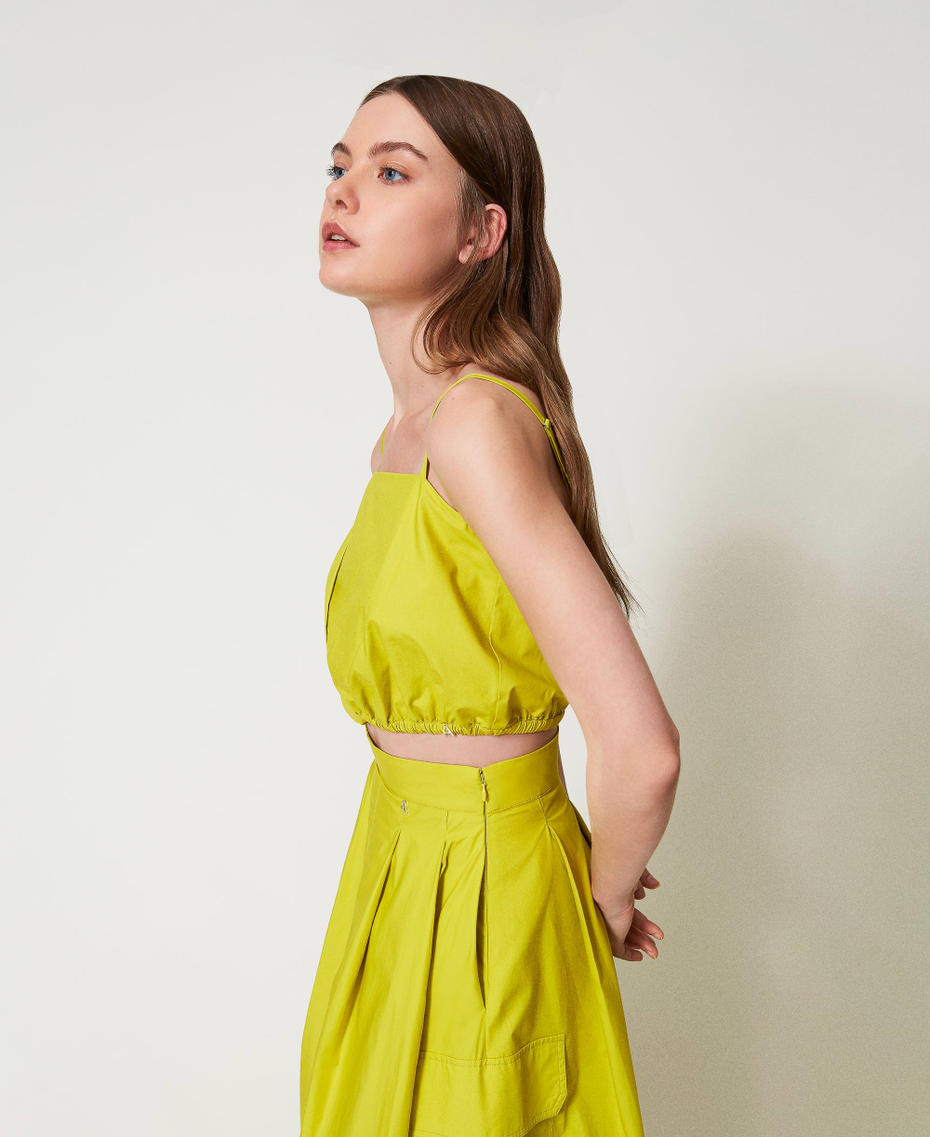 Top cropped en popeline Citronnelle Femme 251AP2273_00910_02