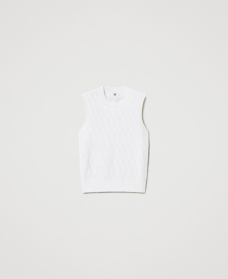 Lozenge pattern knit top White Cloud Woman 251LL3HAA_12105_S0