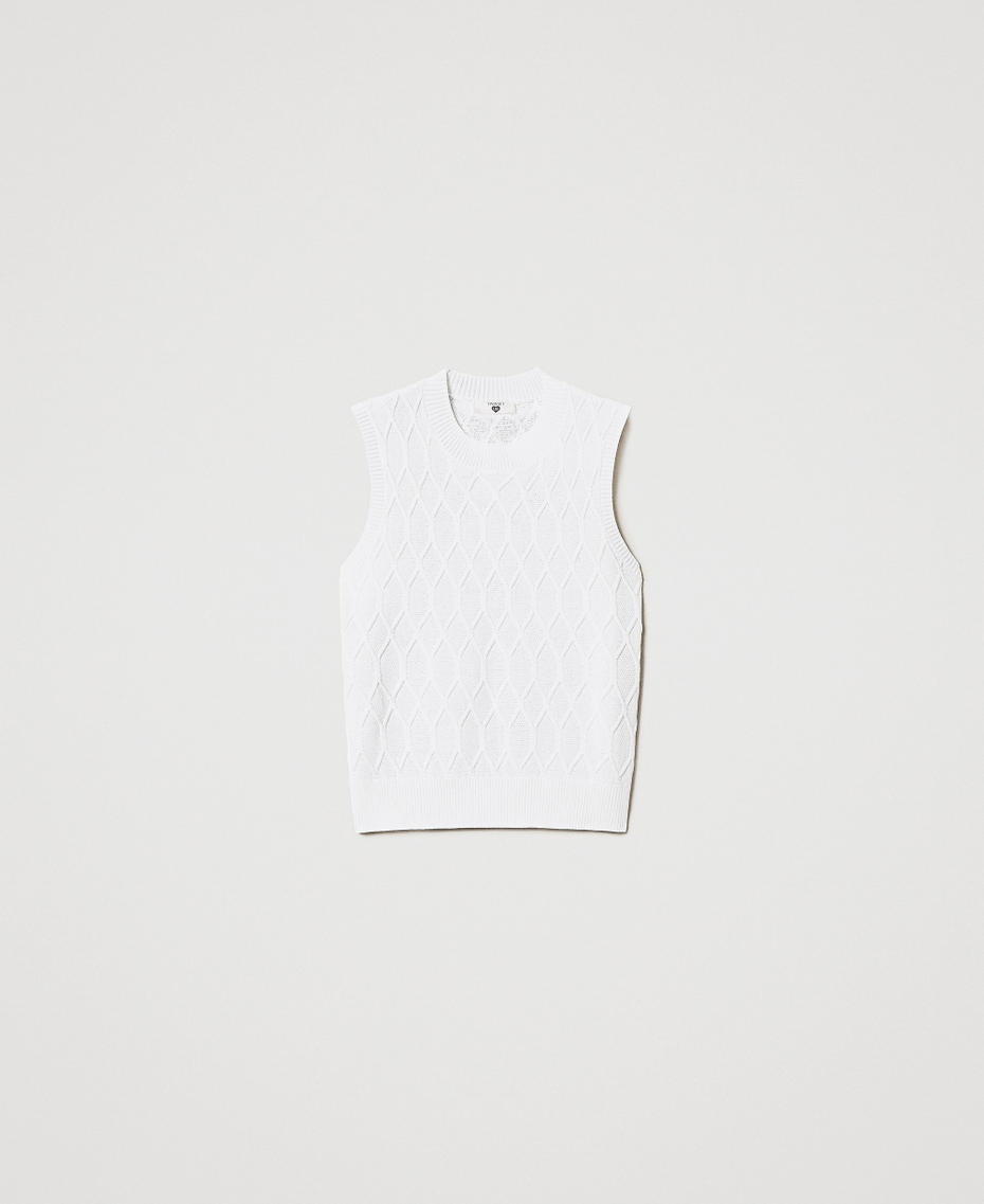 Lozenge pattern knit top White Cloud Woman 251LL3HAA_12105_S0