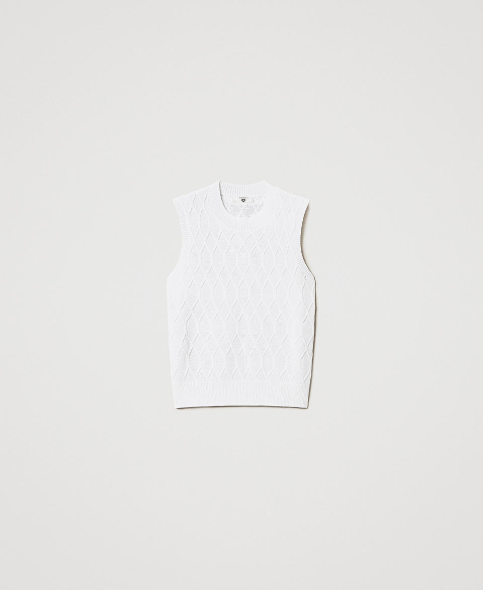 Lozenge pattern knit top White Cloud Woman 251LL3HAA_12105_S0