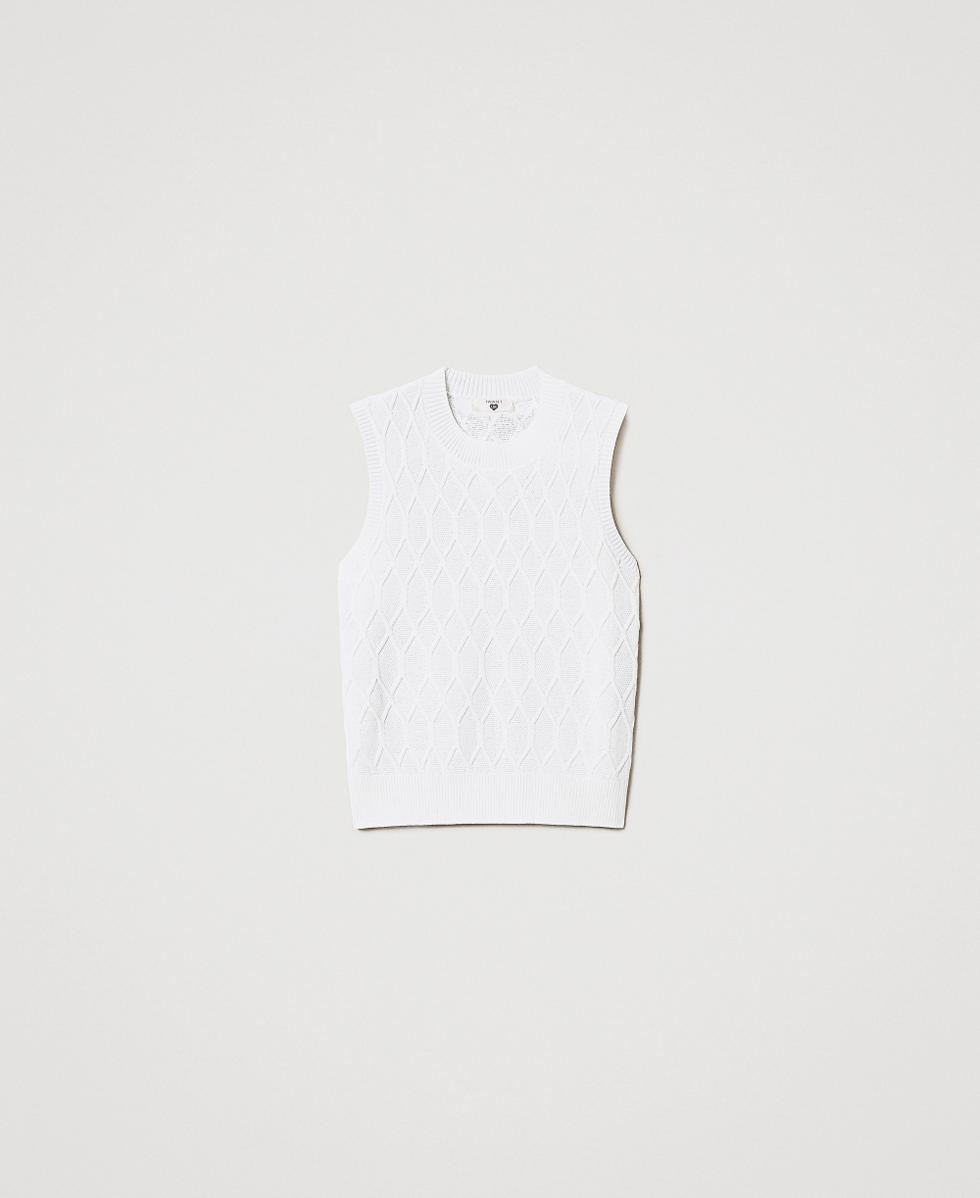 Top in maglia a losanghe White Cloud Donna 251LL3HAA_12105_S0