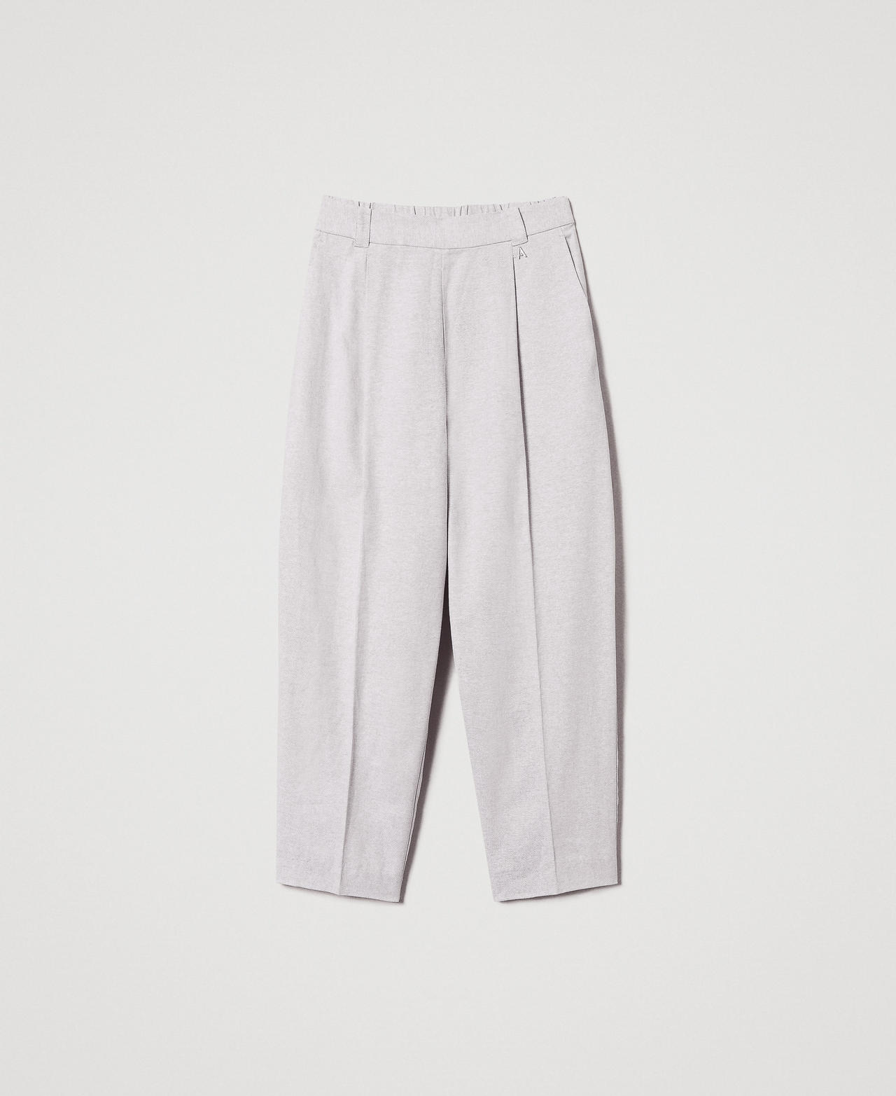 Linen blend trousers with pleats Textured Angora Woman 251AP2472_12325_0S