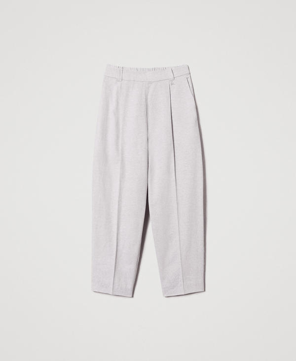 Pantaloni in misto lino con pinces