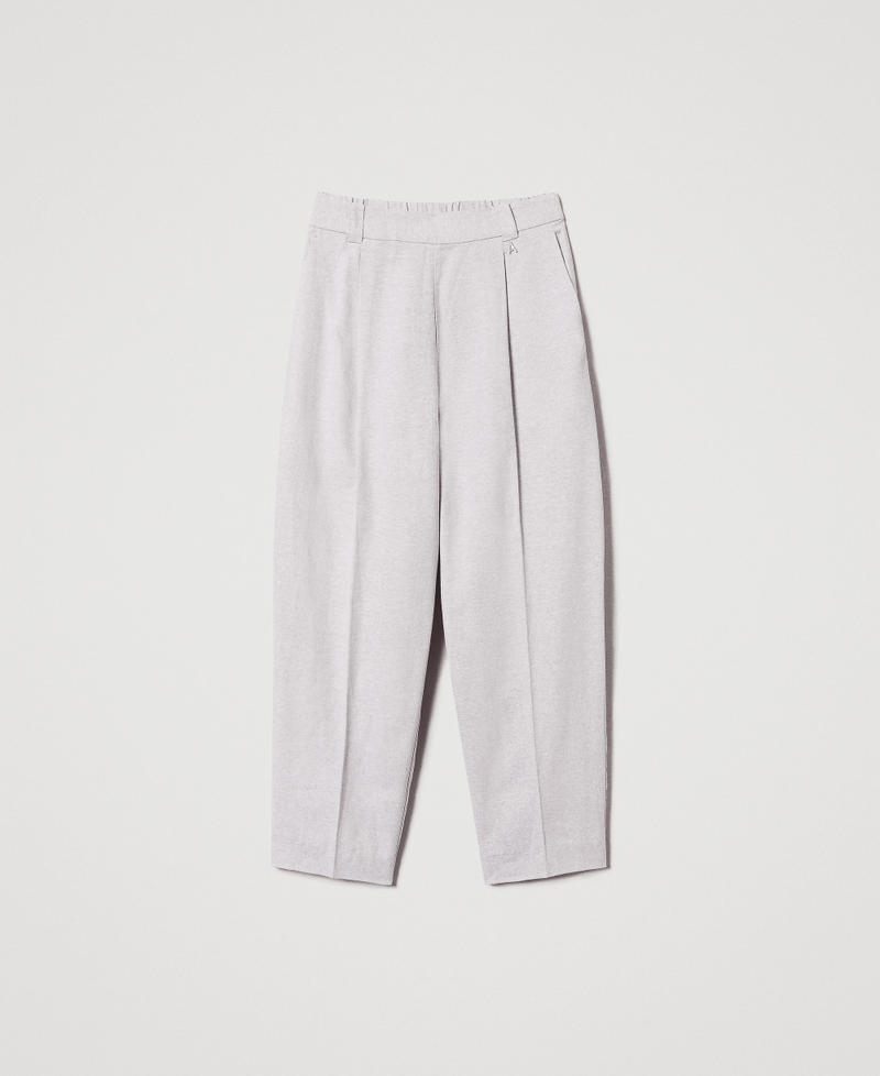 Linen blend trousers with pleats Textured Angora Woman 251AP2472_12325_0S
