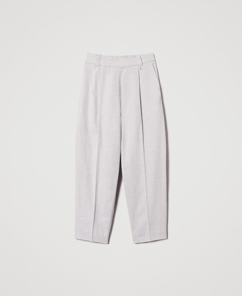 Linen blend trousers with pleats Textured Angora Woman 251AP2472_12325_S0