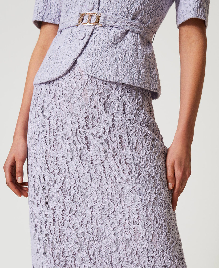 Midi skirt in floral lace Lilac Flowers Woman 251TT2015_00703_04