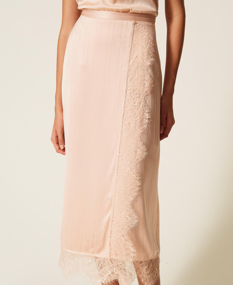 Gonna longuette in raso e pizzo Rosa "Peachy Keen" Donna 262TP2123_11947_05
