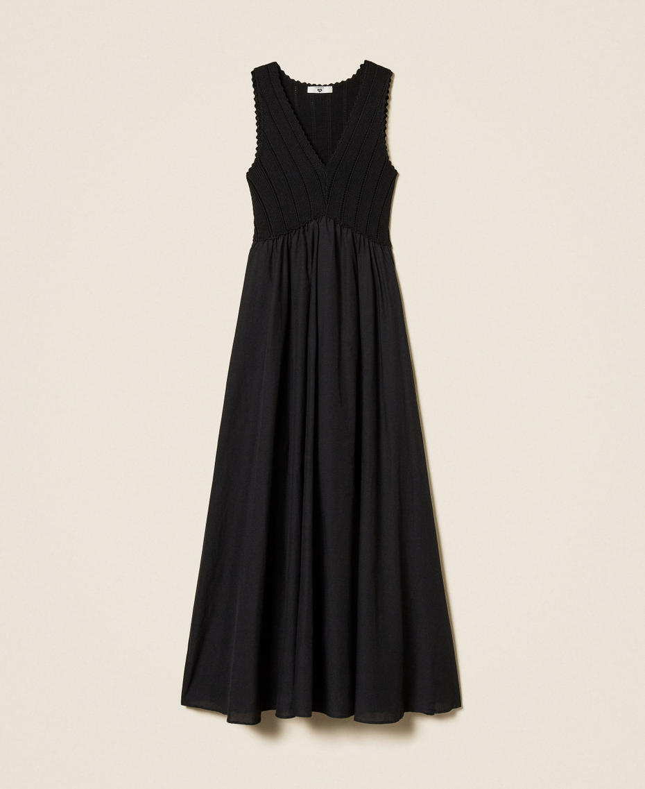 Langes Kleid mit Oberteil aus Strick Schwarz Frau 261LB3EDD_00006_S0