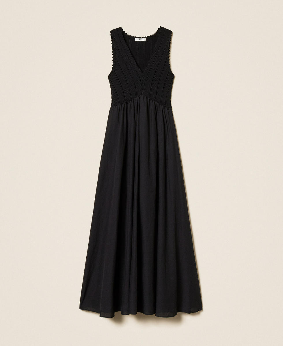 Long dress with knit bodice Black Woman 261LB3EDD_00006_S0