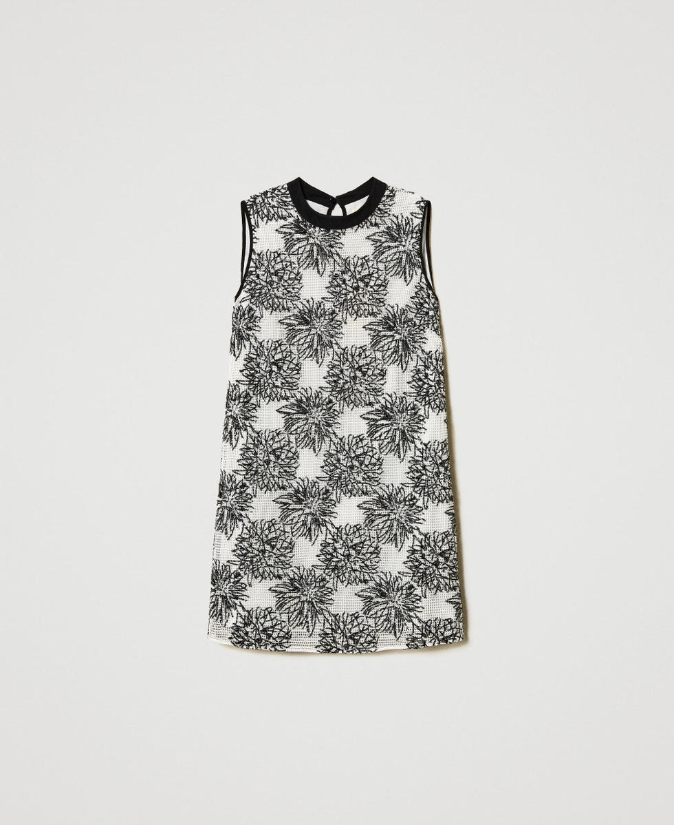 Short dress with sequin embroidery Snow/Black Embroidery Woman 251TE2062_12238_S0