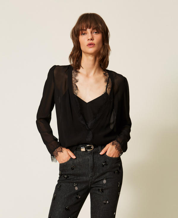 Georgette blouse with lace