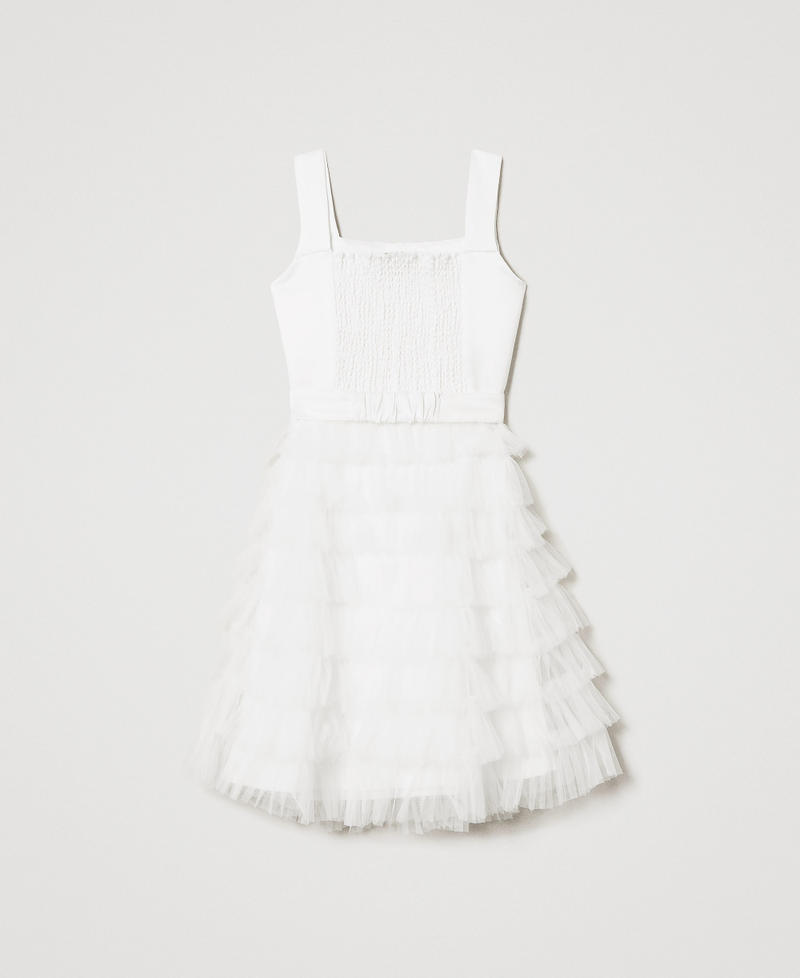 Duchesse and tulle short dress "Ice" White Girl 251GJ2QS0_00808_S1