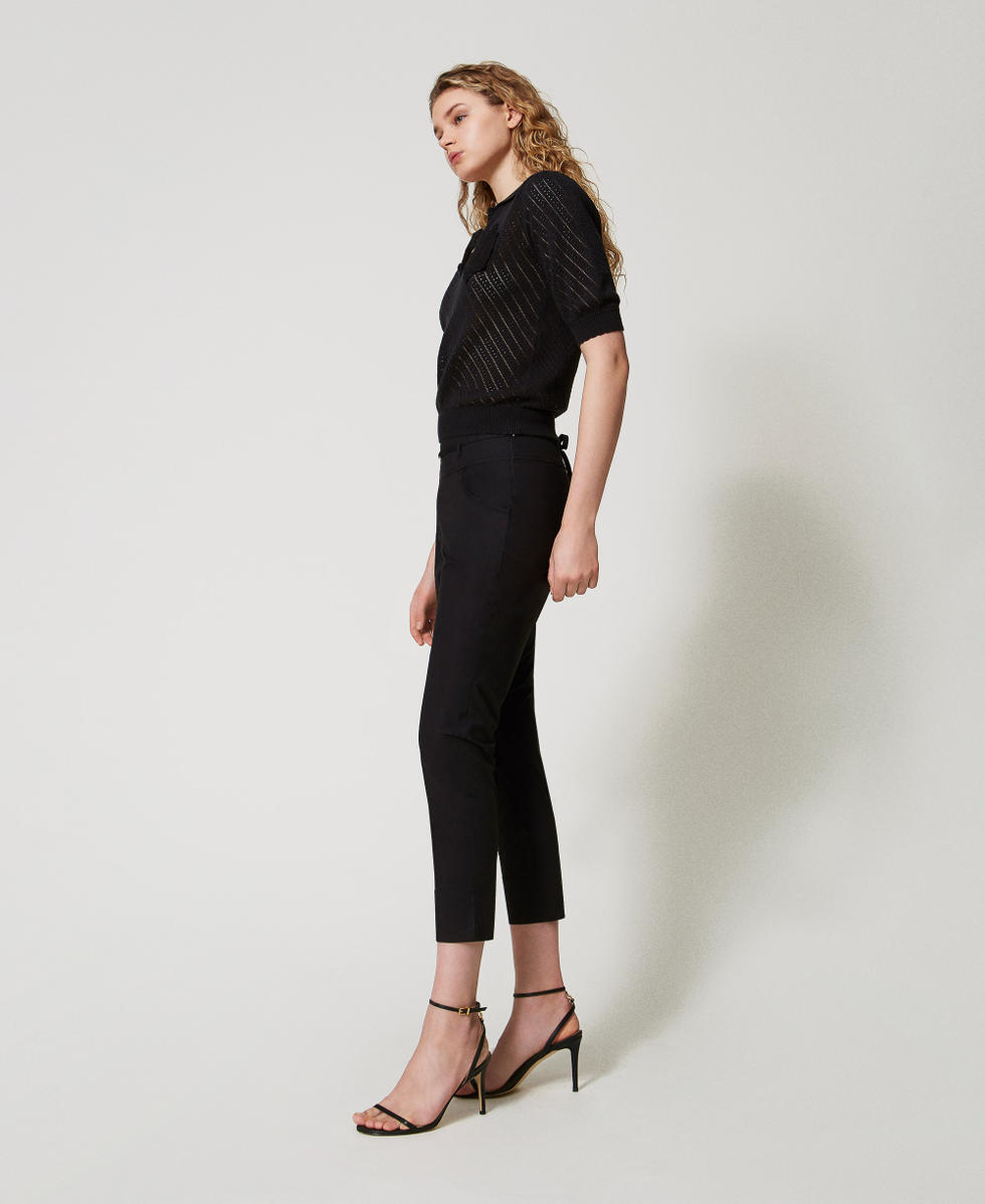 Poplin trousers with belt Black Woman 251TT2220_00006_02